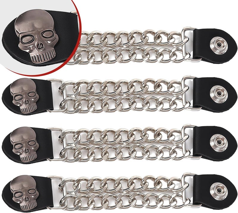 Mirthcos Motorcycle Vest Extenders for Men & Women - 4 PCS Leather Vest Extensions for Biker - Durable Double Chrome Chains - Image 5